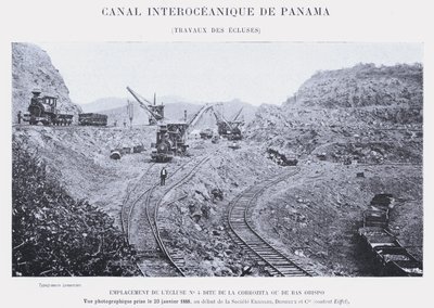 Panamakanal, Arbeiten an den Schleusen von French Photographer