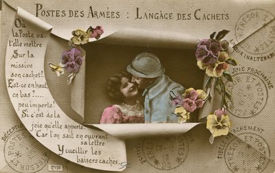 Karte erklärt die Verwendung von Postkarten für Männer in der Armee von French Photographer