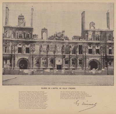 Die Kommune von Paris, Ruinen des Hôtel de Ville, Fassade von French Photographer