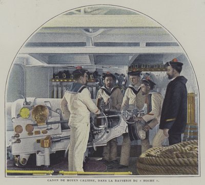Mittleres Kaliber Marinegeschütz an Bord des Schlachtschiffs Hoche von French Photographer