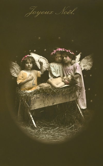 Weihnachtskarte mit Geburtsszene von French Photographer
