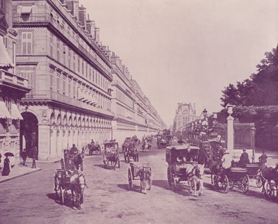 Paris: Rue de Rivoli, Blick nach Osten, von Place de la Concorde (s/w Foto) von French Photographer