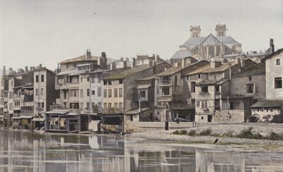 Verdun, Apsis der Kathedrale, Ansicht von der rechten Uferseite der Maas von French Photographer