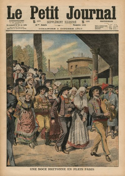 Eine bretonische Hochzeit mitten in Paris, Illustration aus Le Petit Journal, supplement illustre, 2. Oktober 1910 von French School