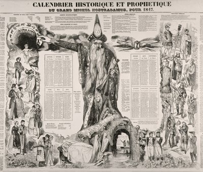 Ein historischer und prophetischer Kalender von Michel Nostradame (Nostradamus) (1503-66) 1847 von French School