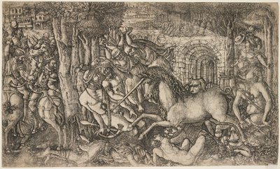 Ein König verfolgt von einem Einhorn, um 1547 von French School