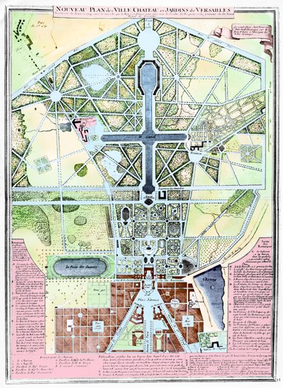 Neuer Plan der Stadt, des Schlosses und der Gärten von Versailles, 1714 von French School