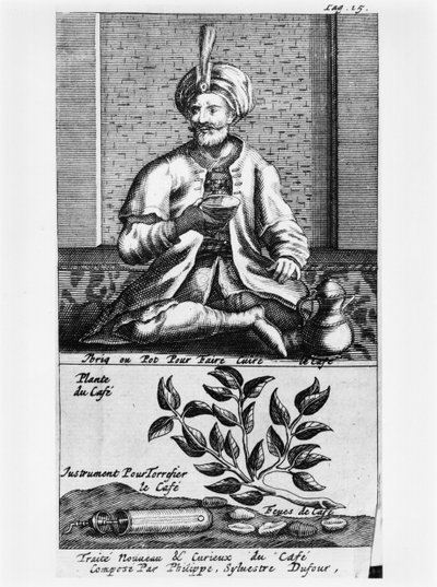 Ein Topf zum Kaffeekochen, Illustration aus Traite Nouveau et Curieux du Cafe, du The et du Chocolat von Philippe Sylvestre Dufour, veröffentlicht 1693 von French School