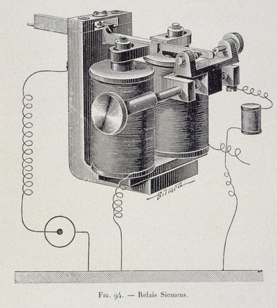 Ein Siemens-Relais - in „Durch die Elektrizität“ von G. Davy von French School