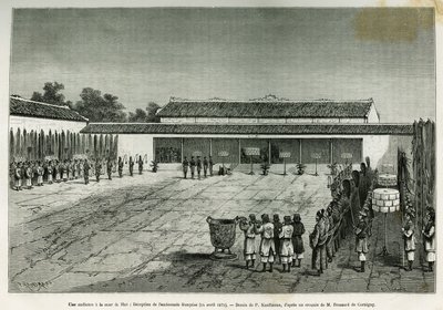 Eine Anhörung am Hof von Hue (Vietnam), Empfang der französischen Botschaft, 14. April von French School
