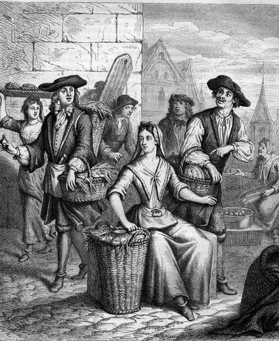 Eine Marktfrau (eine Fischverkäuferin) im 17. Jahrhundert von French School