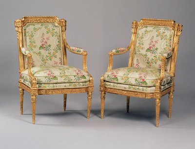 Ein Paar Armstühle aus einer Suite von Louis XVI Möbeln, gestempelt von Delaisement, ca. 1780 von French School