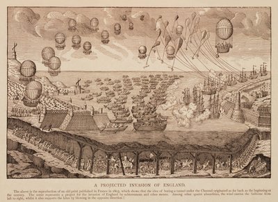 Geplante Invasion Englands, Reproduktion eines französischen Drucks von 1803 von French School