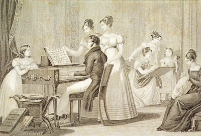 Eine Gesangsstunde für junge Damen (Gravur) von French School