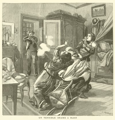 Ein schrecklicher Mord in Blois, Frankreich von French School