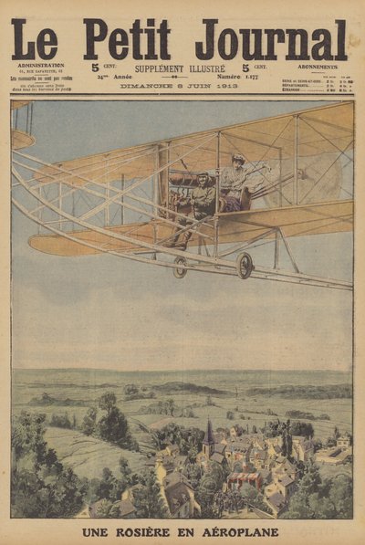 Eine junge Frau fliegt in einem Flugzeug in Montferrand, Frankreich von French School