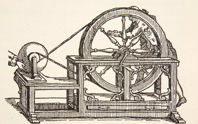 Abbe Nollets Elektrizitätsmaschine, 1746, Kopie von Boris Mestchersky, Illustration aus Histoire de la Nation Francaise, Sciences, Bände I & II, von Gabriel Hanotaux, 1924 von French School