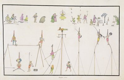 Akrobaten, Jongleure, Imitatoren, Entertainer aus dem Gentil-Album, veröffentlicht 1774 von French School