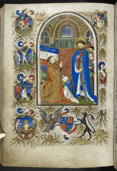 Herzog von Bedford vor St. Georg, aus dem Stundenbuch (Die Bedford Stunden) von French School
