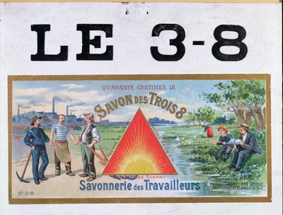 Werbung für 3x8 Markenseife, Ende des 19. Jahrhunderts von French School