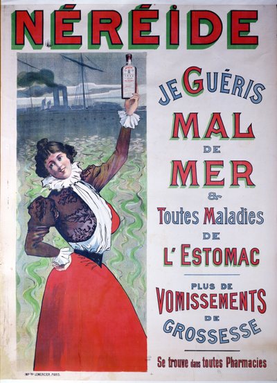 Werbung für Nereide-Medizin gegen Seekrankheit, um 1900 von French School