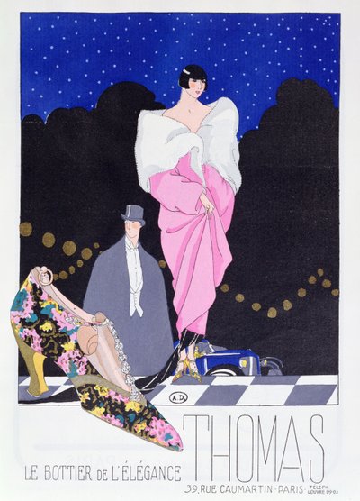 Anzeige für den Schuhmacher Thomas aus der Modezeitschrift Art-Gout-Beaute, 1924 von French School
