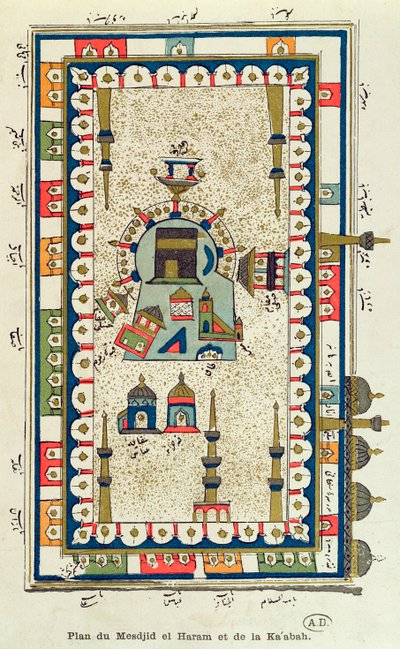 Luftaufnahme des Masjid-el-Haram und der Kaabah, Mekka von French School
