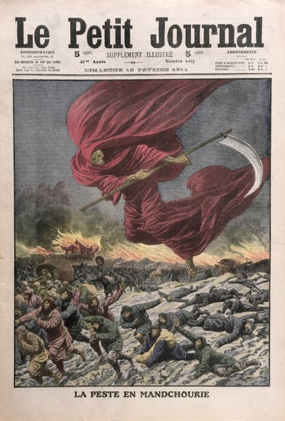 Allegorie der Pest in der Mandschurei, Titelillustration von Le Petit Journal, 19. Februar 1911 von French School