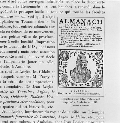 Almanach von Michel de Nostradame (Nostradamus) (1503-66) 1715 von French School