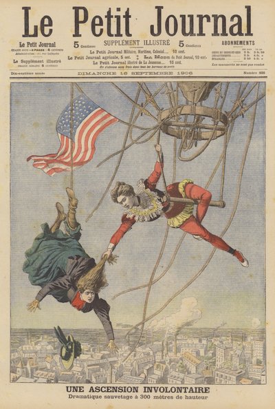 Ein unfreiwilliger Aufstieg (Farblithografie) von French School
