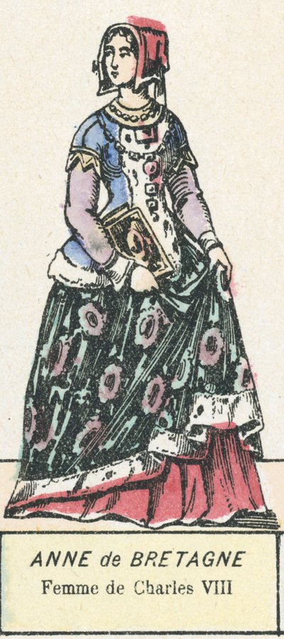 Anne de Bretagne, Frau von Karl VIII (kolorierte Gravur) von French School