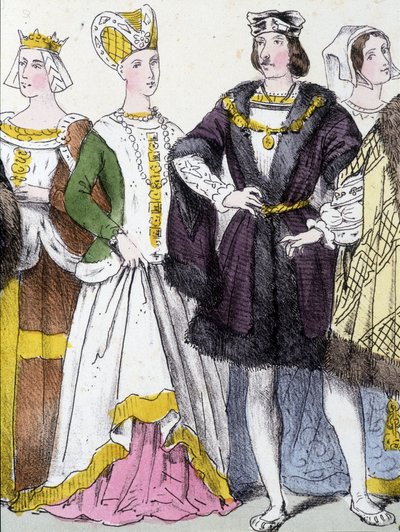 Anne von Bretagne und Karl VIII. - in „La monarchie française en estampes“ von French School