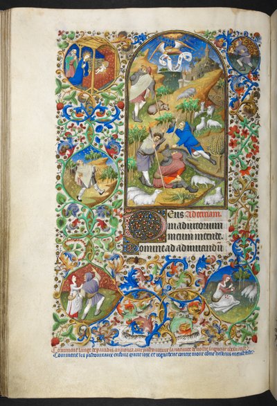Verkündigung an die Hirten, Add Ms 18850 f.70v Stundenbuch (Die Bedford-Stunden) ca. 1410-30 von French School