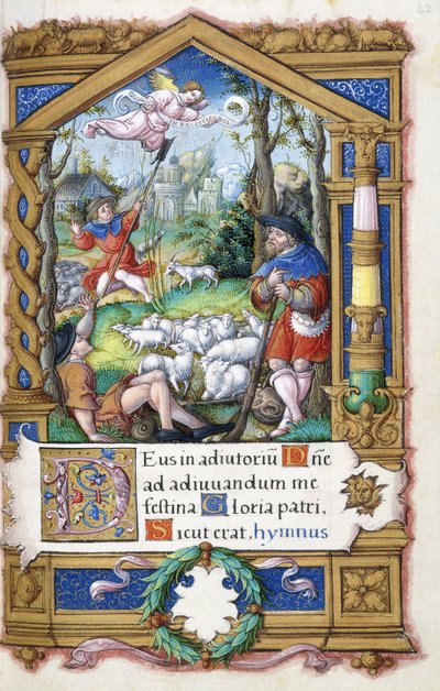 Verkündigung an die Hirten, aus einem Stundenbuch für Franz I., ca. 1532-1540 von French School