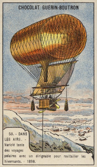Anthony Varicle fliegt mit seinem lenkbaren Luftschiff nach Alaska, um überwinternde Goldsucher zu versorgen von French School