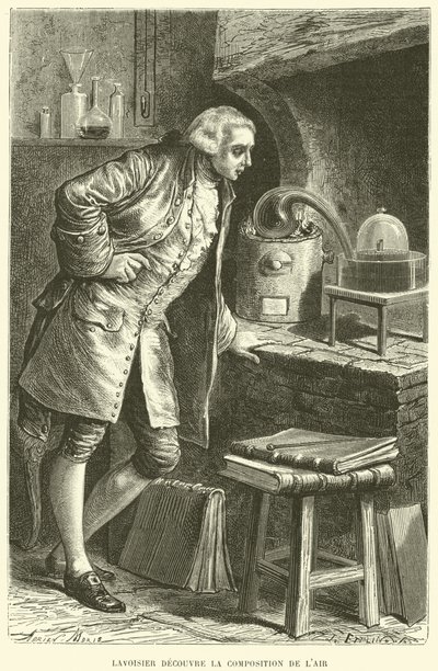 Antoine Lavoisier entdeckt die Zusammensetzung der Luft von French School