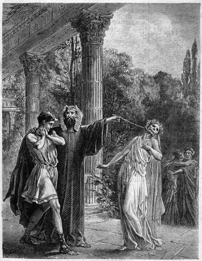 Apollonius in Korinth. In „Histoire de la magic du Monde supernaturel et de la Fatalite a travers les temps et les peuples“, Furne Jouvet et et Cie editeurs (1869). von French School