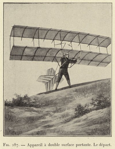 Doppelflächen-Tragflächenapparat, der Abflug von French School