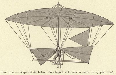 Gerät von Letur, in dem er am 27. Juni 1854 starb (Gravur) von French School