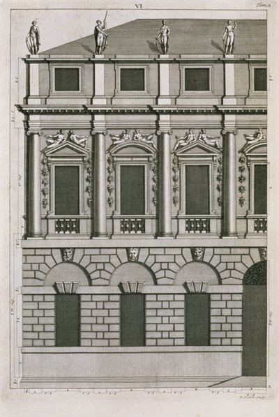 Architektonisches Design, das Palladianische Proportionen demonstriert, graviert von Bernard Picart (1673-1733) um 1716 von French School