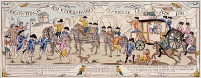 Verhaftung des Königs und seiner Familie in Varennes am 22. Juni 1791 von French School