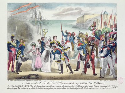 Ankunft Seiner Majestät Ferdinand VII. und seiner Familie in Porte Sainte Marie, 1. Oktober 1823, 1823 von French School