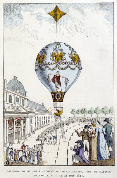 Aufstieg von Madame de Blanchard zum Champs-de-Mars, bei der Hochzeit von Napoleon I., 24. Juni von French School