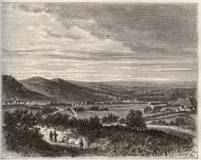 Ay und der Berg von Reims - Département Marne - Gravur in „La France illustrée: Geographie, Geschichte, statistische Verwaltung“ von V.A. Malt-Brown. 1884 von French School