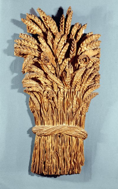 Bäckerschild mit Ähren und Feldblumen (vergoldetes Holz) von French School