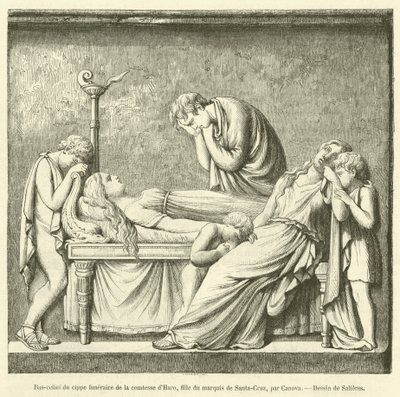 Basrelief des Grabsteins der Gräfin von Haro, Tochter des Marquis von Santa-Cruz von French School