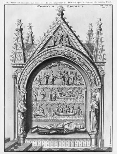 Basilika Saint-Denis, Mausoleum von Dagobert I. (605-39), König der Franken, restauriert von Adolphe Victor Geoffrey-Dechaume (1816-92) im Jahr 1862 von French School