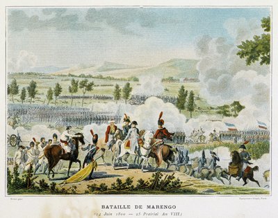 Schlacht von Marengo (Piemont - Italien) am 14. Juni 1800, bei der Bonaparte den Sieg über die Österreicher errang von French School