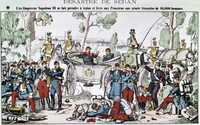Schlacht von Sedan 1870. Der ehemalige Kaiser Napoleon III wird in Sedan gefangen genommen und liefert den Preußen eine französische Armee von 80.000 Mann von French School