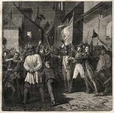 Verschwörung von Berton 1822 - General Jean Baptiste Berton (1769-1822) errichtete 1822 eine provisorische Regierung in Thouars. von French School